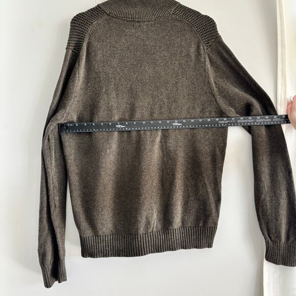 Banana Republic Men's Quarter Zip Waffle Knit Green Sweater Size Large - Picture 2 of 5